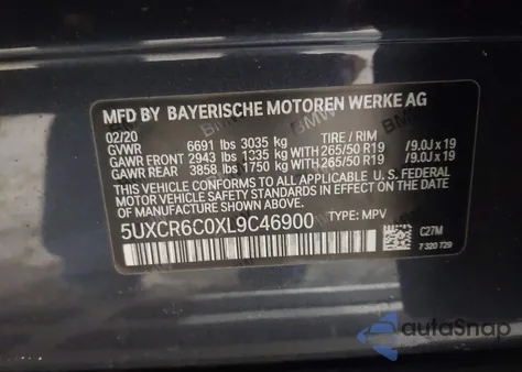 2020 BMW X5 xDrive40I z USA, uszkodzony, nr VIN 5UXCR6C0XL9C46900